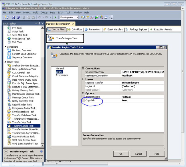 transfer logins between sql server servers or instances